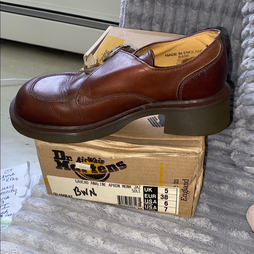 Y2 K DR MARTENS APRONMONK PLATFORM BROWN LEATHER SZ 7 EURO 5 - Picture 4 of 6
